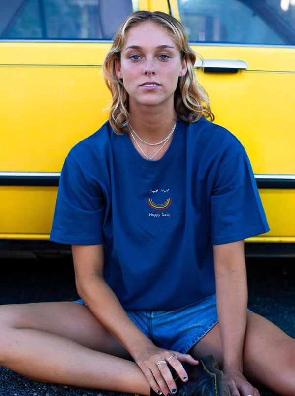 Happy Daze - Petrol Blue (Organic Hemp T Shirt)