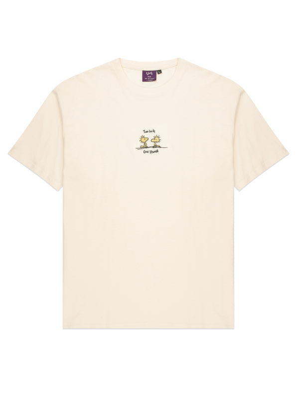 Two Birds One Stoned - Off White (Organic Hemp T Shirt)