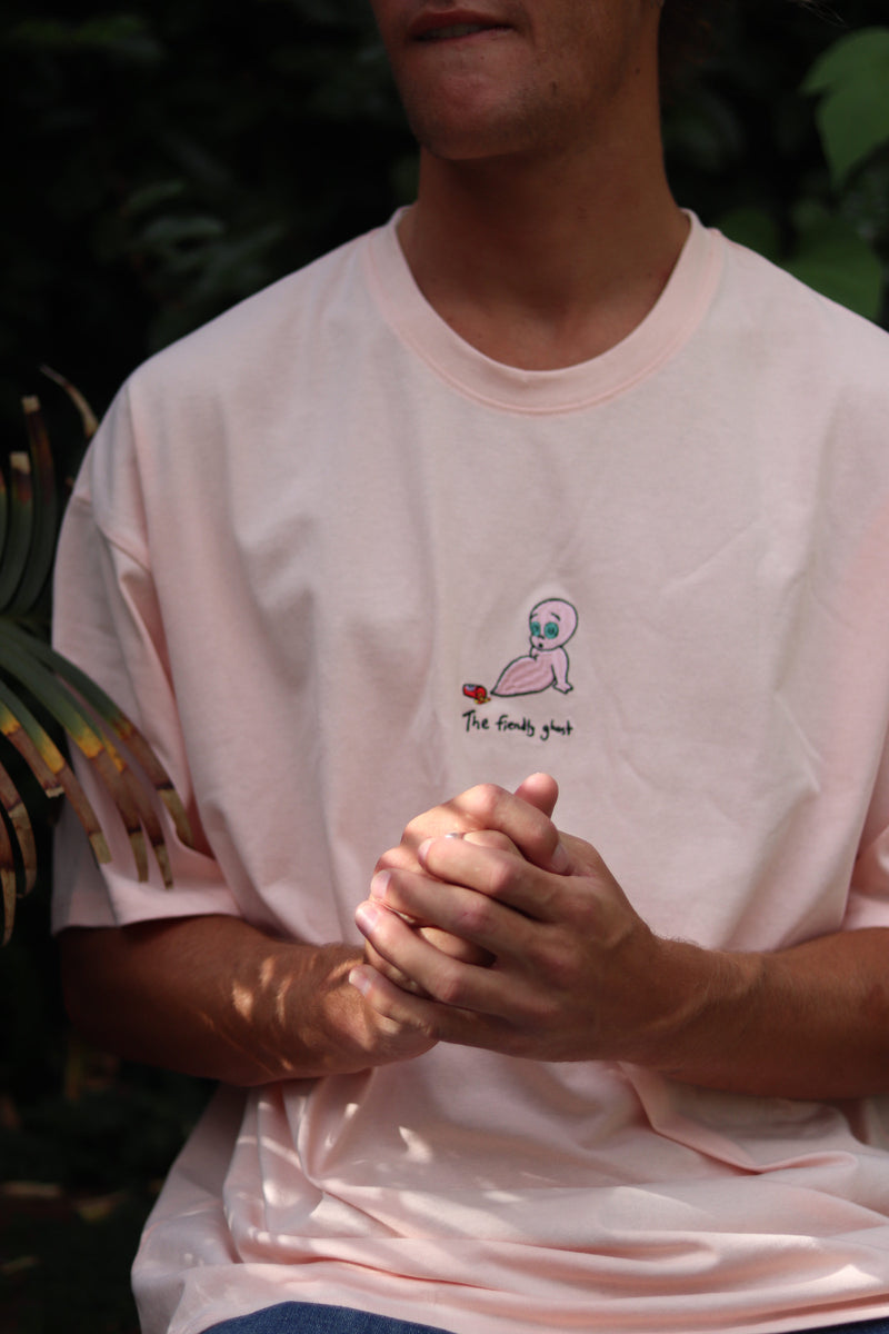 Fiendly Ghost - Pale Pink (Organic Hemp T Shirt)